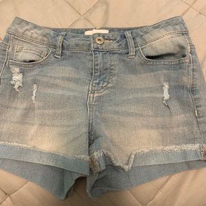 Light wash jean shorts